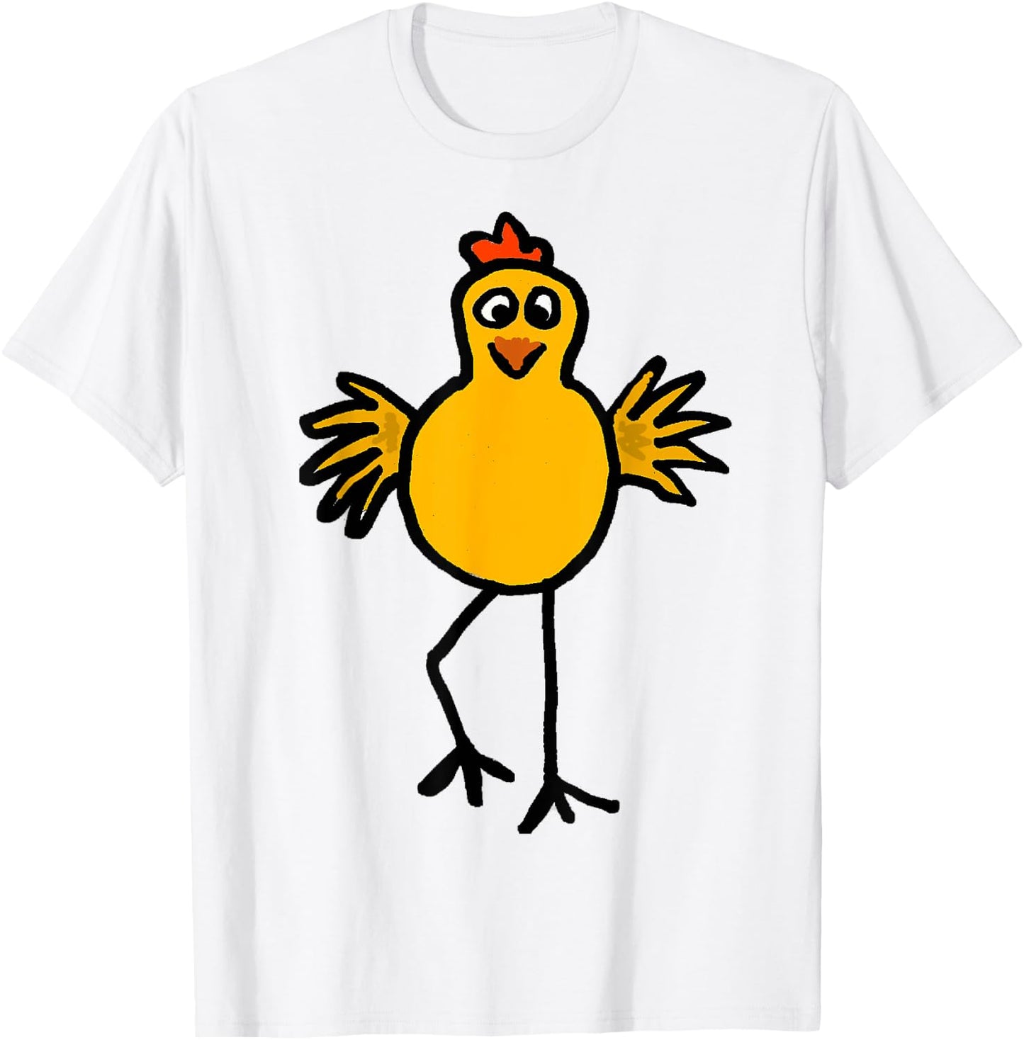 Smiletodaytees Funky Dancing Yellow Chicken T-Shirt - T-Shirt | White