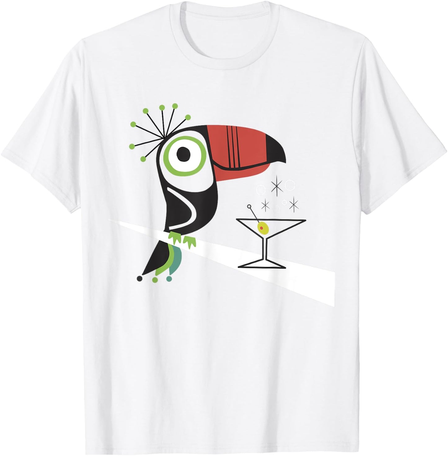 Mid Century Modern Toucan Tiki T-Shirt - T-Shirt | White