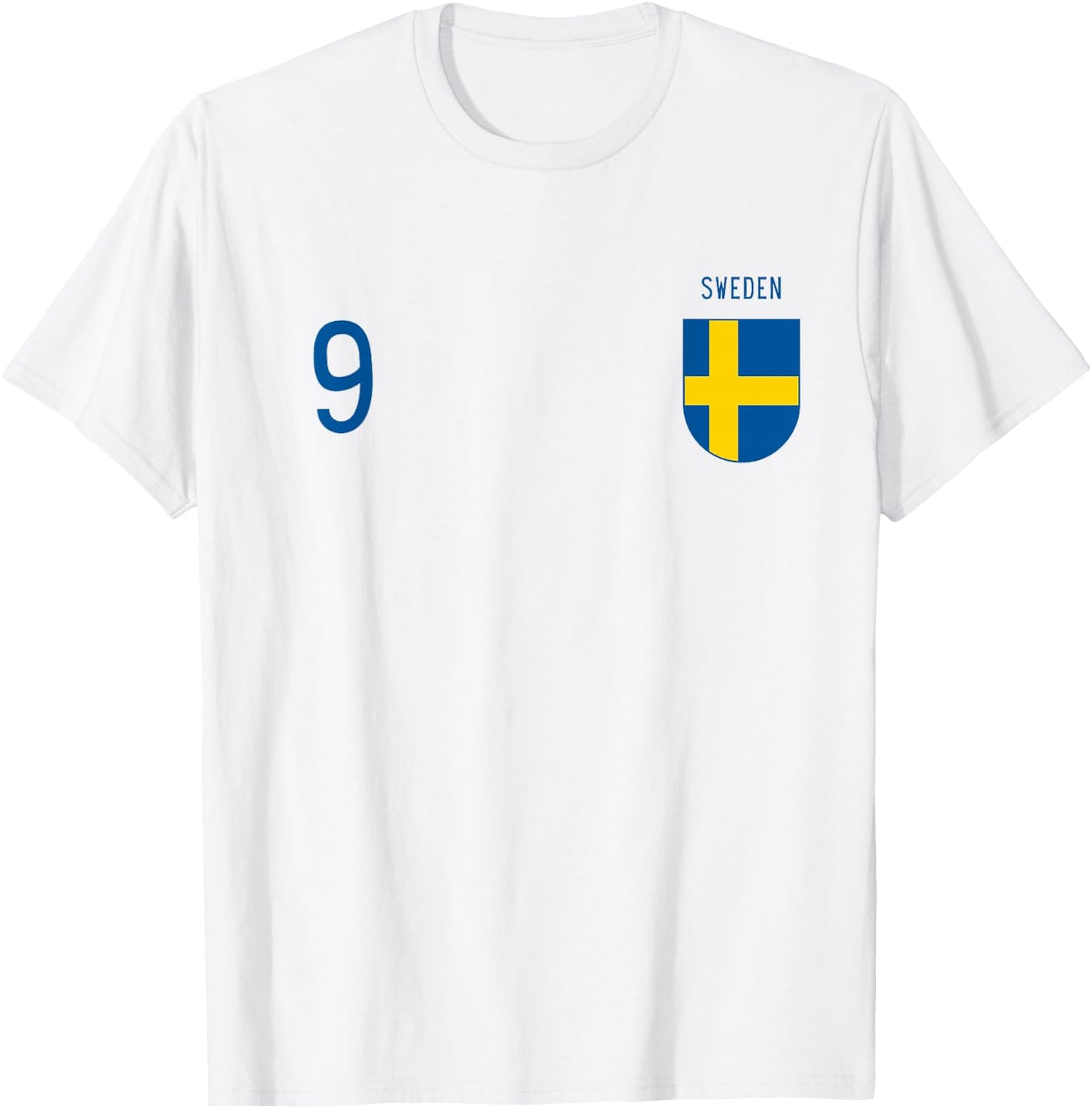 Sweden Number 9 Swedish Jersey Football Vintage Replica T-Shirt - T-Shirt | White