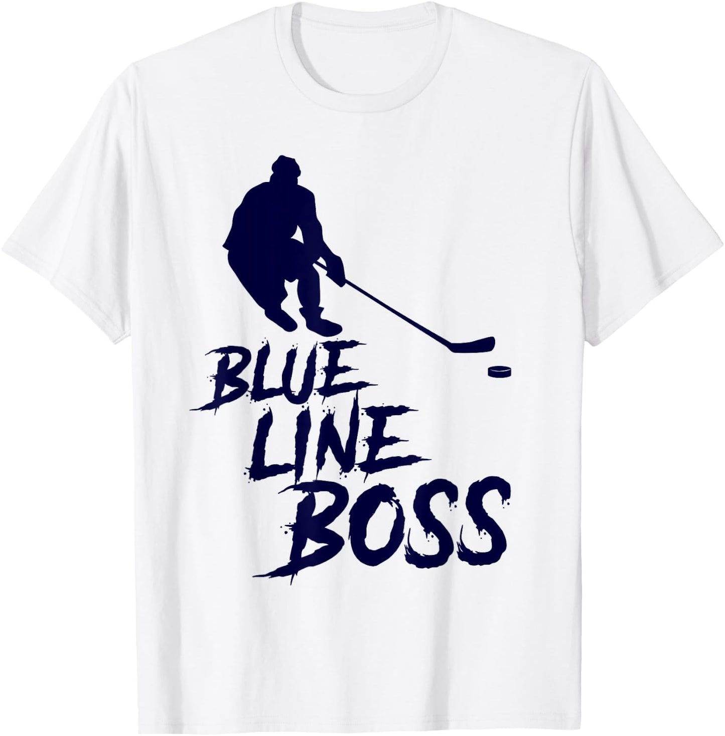 Ice Hockey Player Defensemen Youth - Blue Line Boss T-Shirt - T-Shirt | White