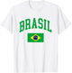 Brasil Flag Brazilian Retro Vintage Classic Graphic T-Shirt - T-Shirt | White