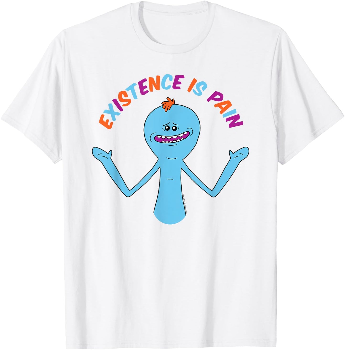 Rick and Morty Existence is Pain - Rainbow T-Shirt - T-Shirt | White
