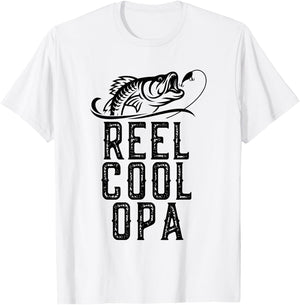 Reel Cool Opa Fishing Fisherman Funny Grandpa Retro T-Shirt - T-Shirt | White