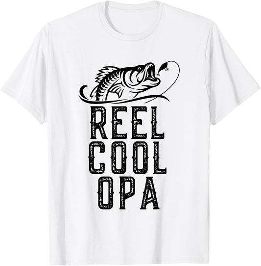 Reel Cool Opa Fishing Fisherman Funny Grandpa Retro T-Shirt - T-Shirt | White
