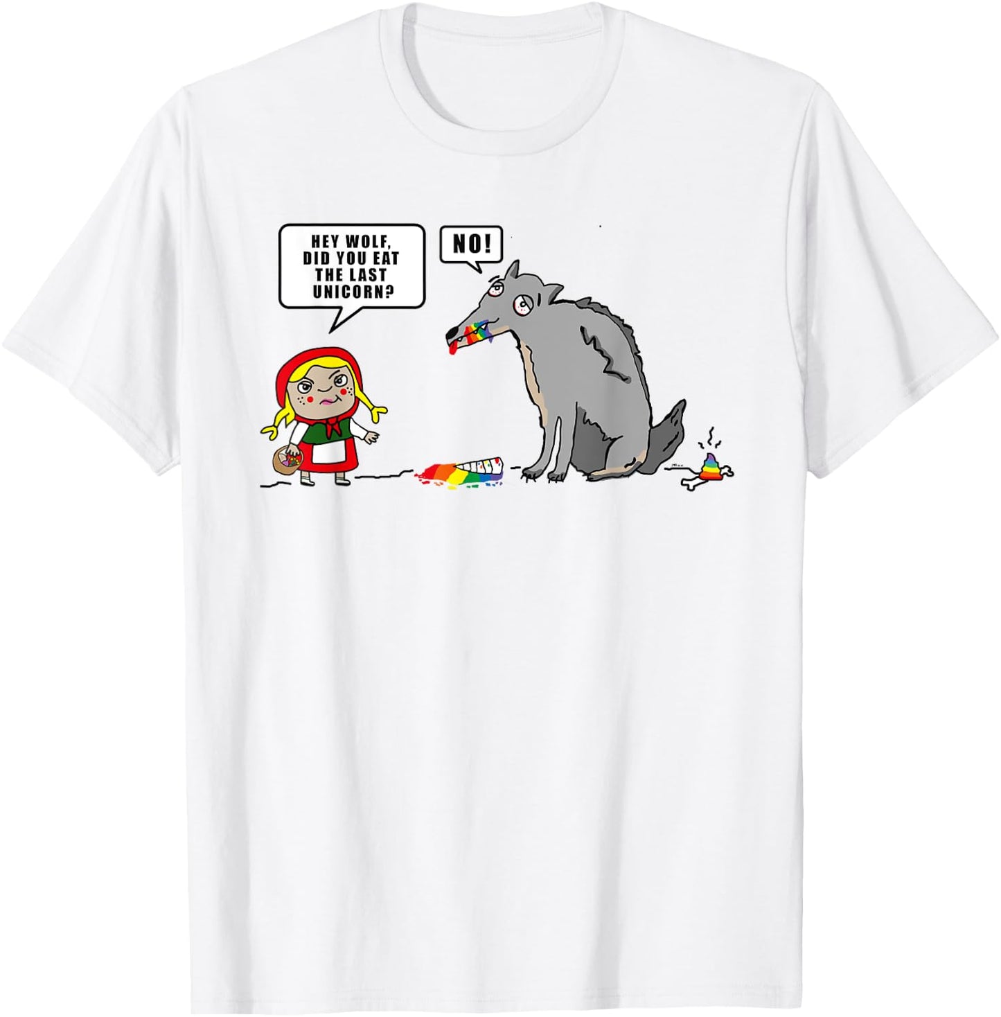 Little Red Riding Hood Wolf Unicorn Cartoon Saying Outfit T-Shirt - T-Shirt | White