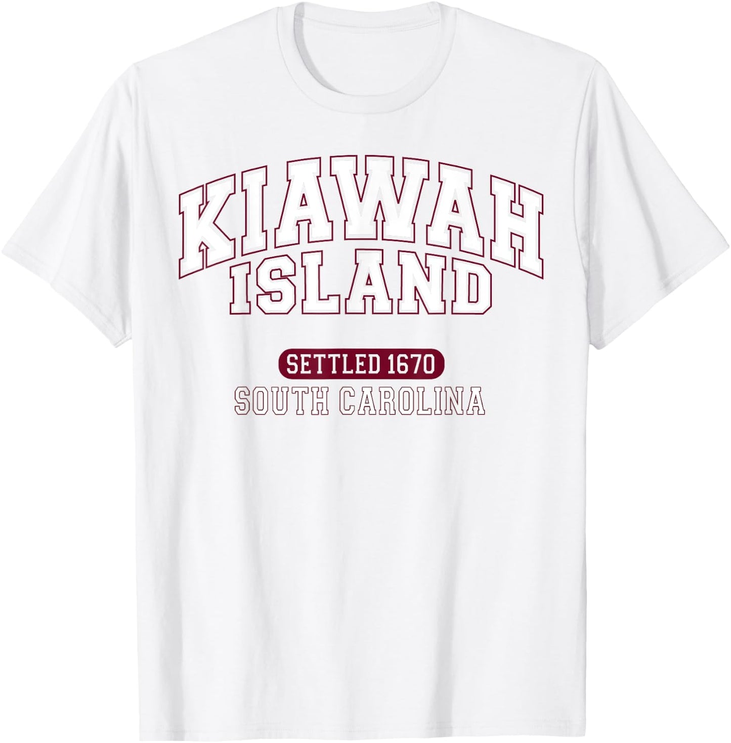 Kiawah Island South Carolina Settled 1670 Sports White Red T-Shirt - T-Shirt | White