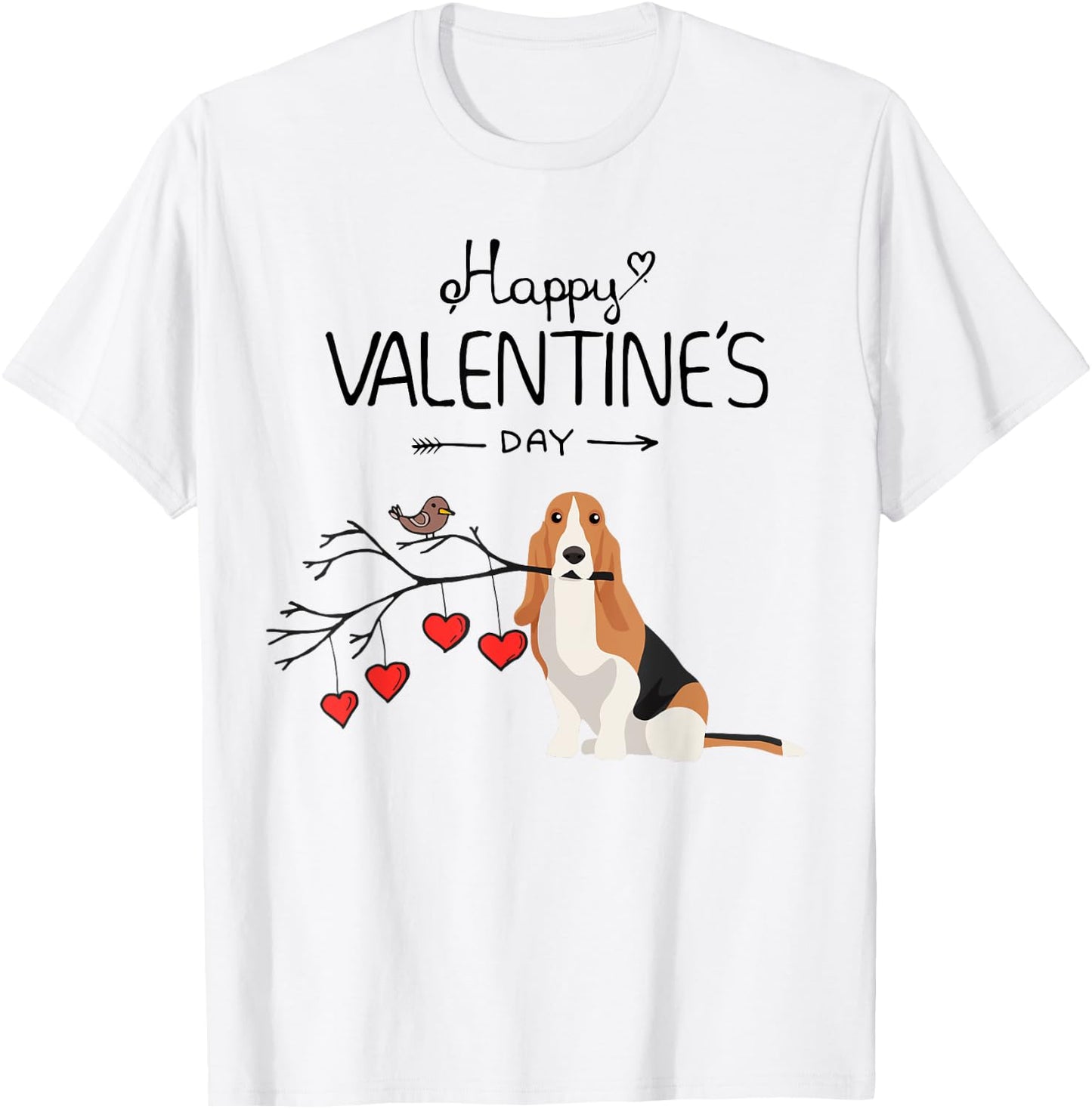 Dog Is My Valentines Day Basset Hound T-Shirt - T-Shirt | White