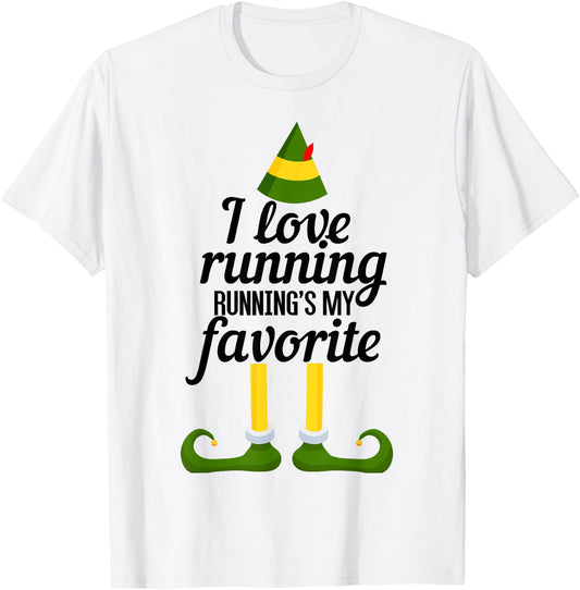 I Love Running, Running's My Favorite Funny Christmas T-Shirt - T-Shirt | White