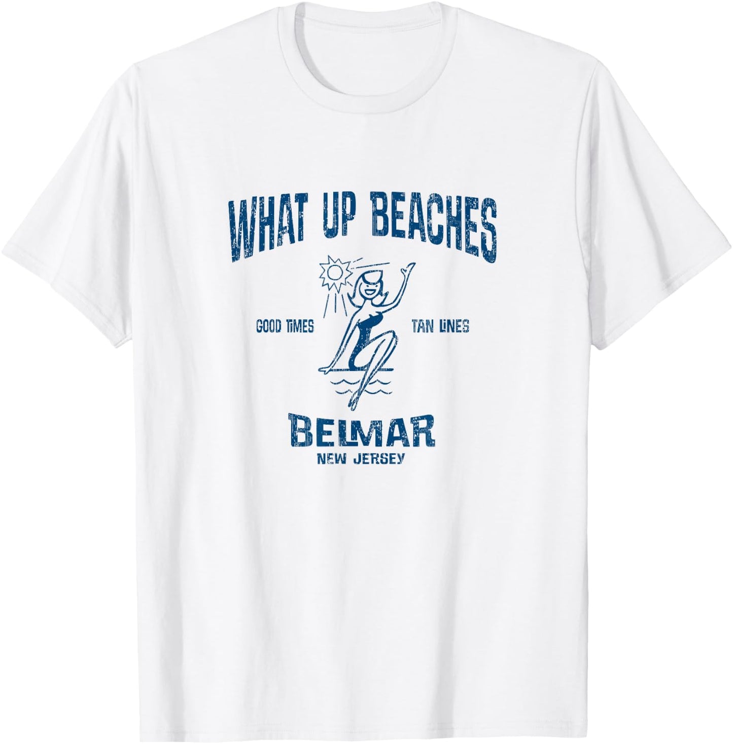 Belmar New Jersey NJ Funny Vintage Beaches T-Shirt - T-Shirt | White