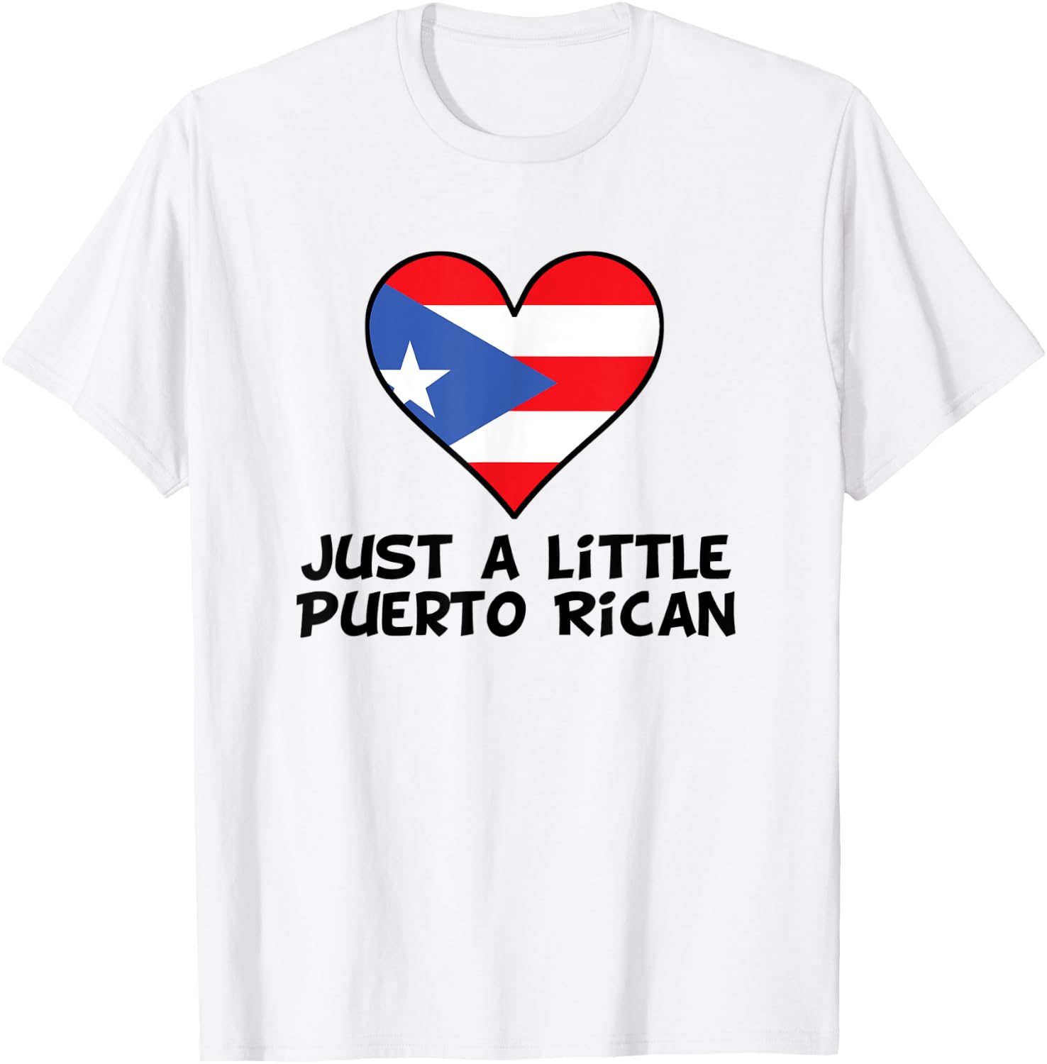 Just A Little Puerto Rican Flag Heart Funny Puerto Rico T-Shirt - T-Shirt | White