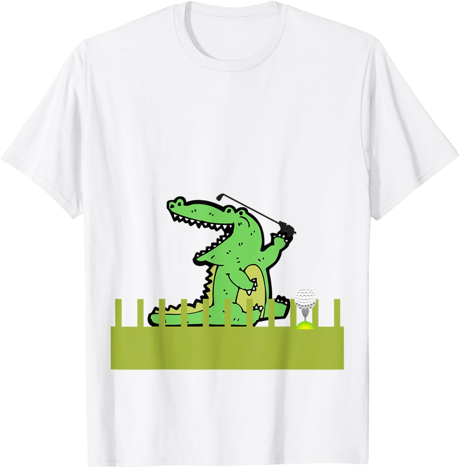Golf Swing Alligator Men Women Kids Elderly Golf Lovers T-Shirt - T-Shirt | White