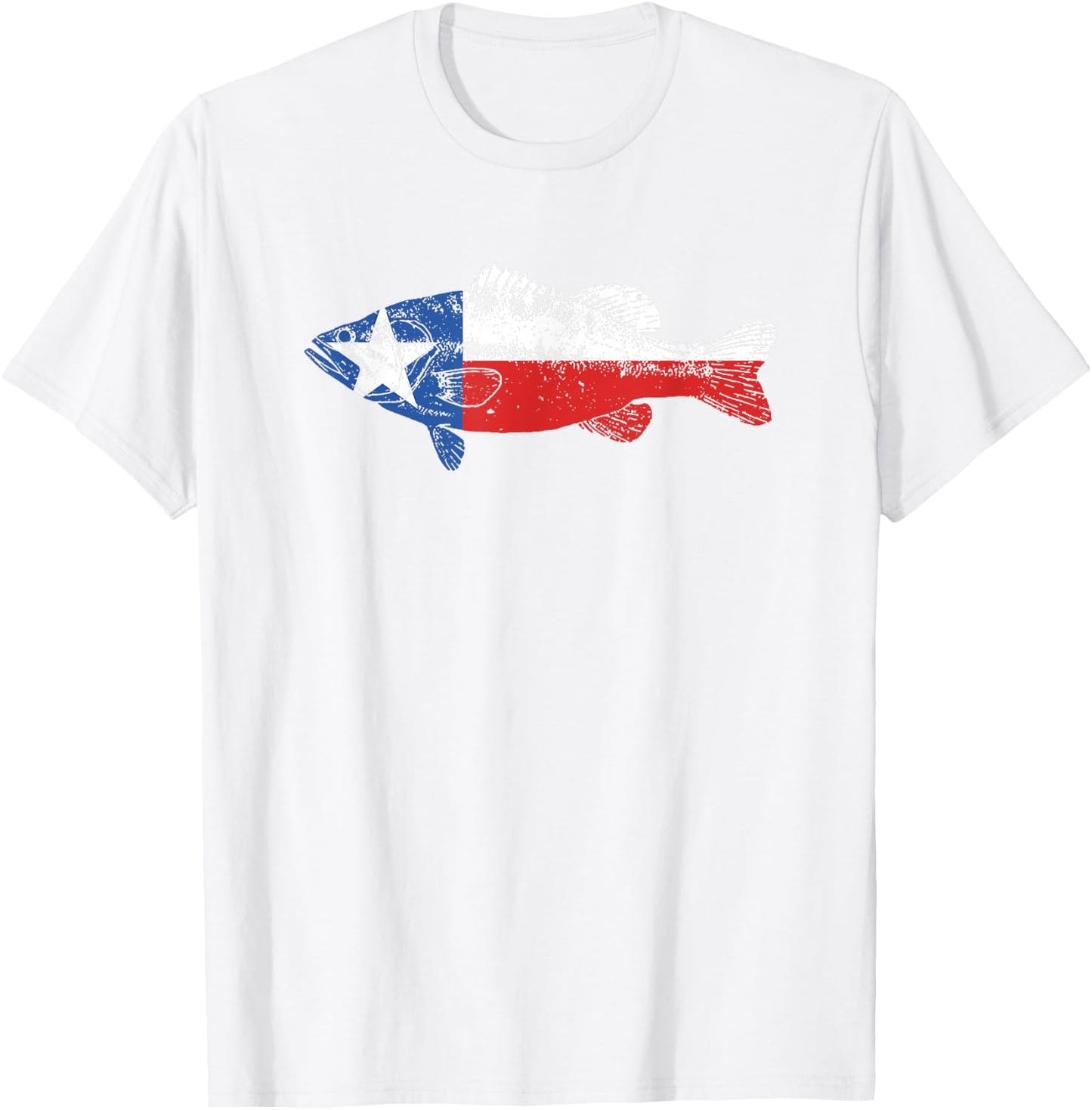 State of Texas Fishing Flag - Vintage Bass Retro Shirt - TX T-Shirt - T-Shirt | White
