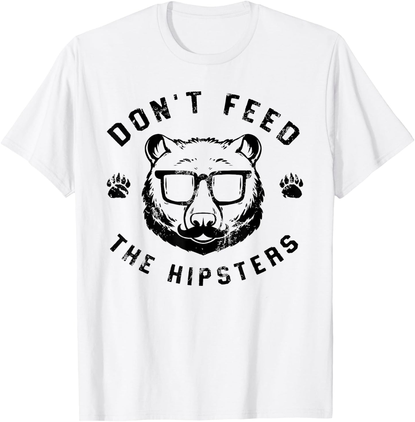 Don't Feed The Hipsters - Hipster Bear T-Shirt - T-Shirt | White