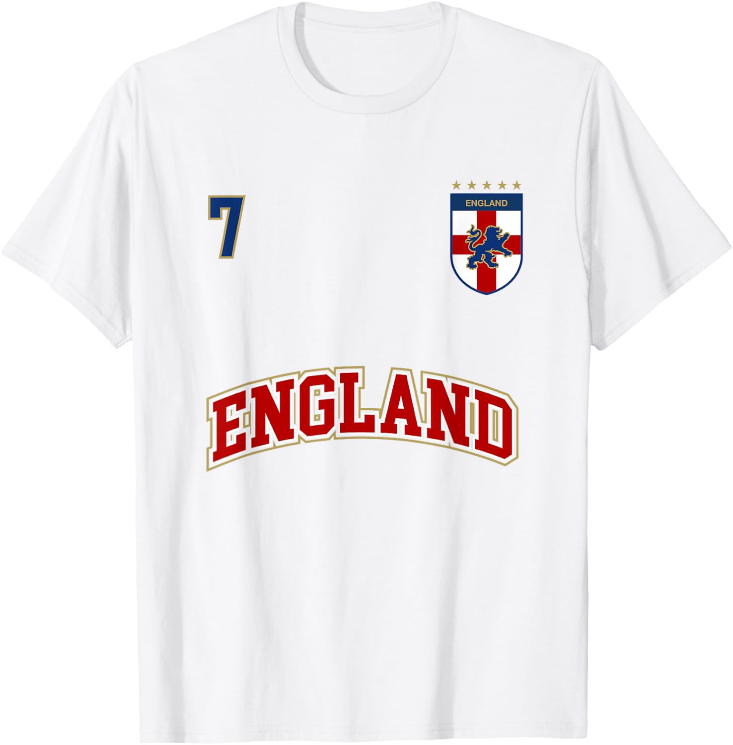 England Football Team Shirt Number 7 + BACK English Flag T-Shirt - T-Shirt | White