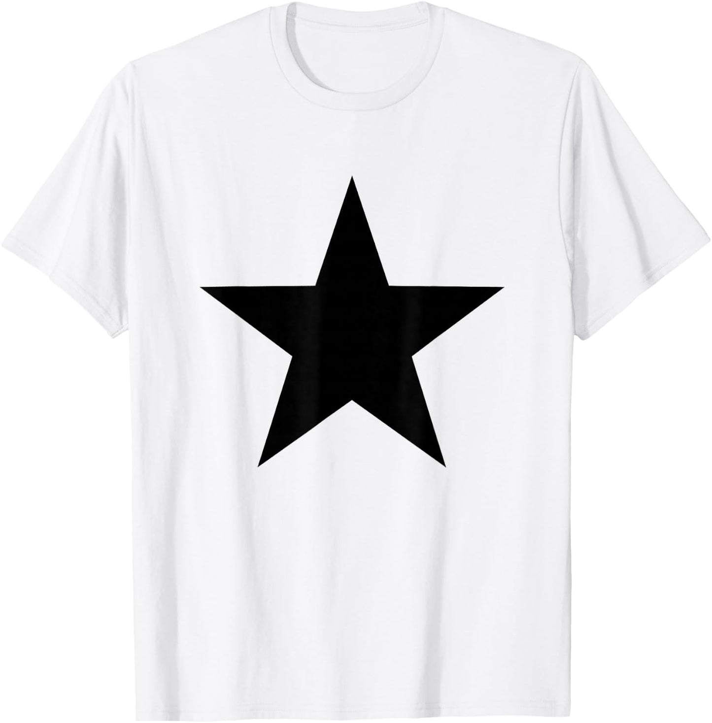 Cool Big Large Black Star T-Shirt - T-Shirt | White