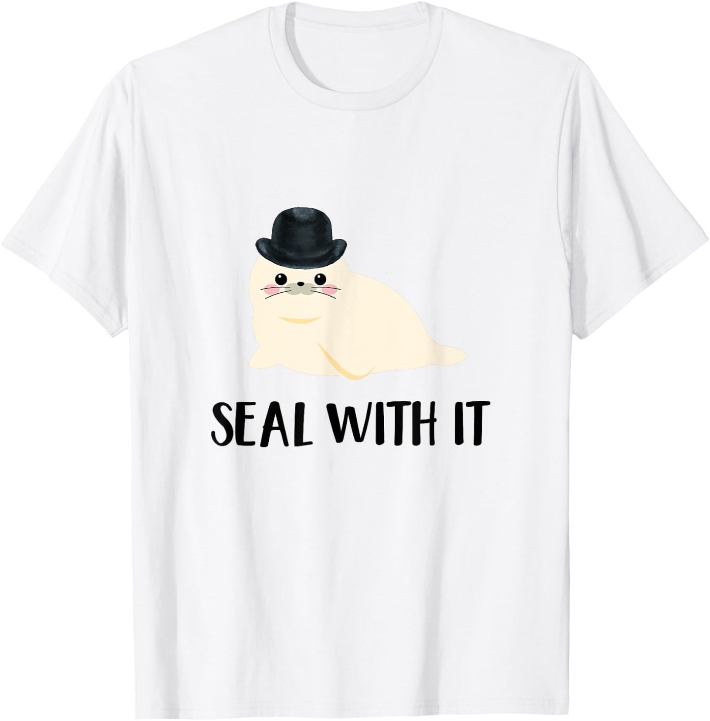 Cute White Sea Lion Seal With It T-Shirt - T-Shirt | White
