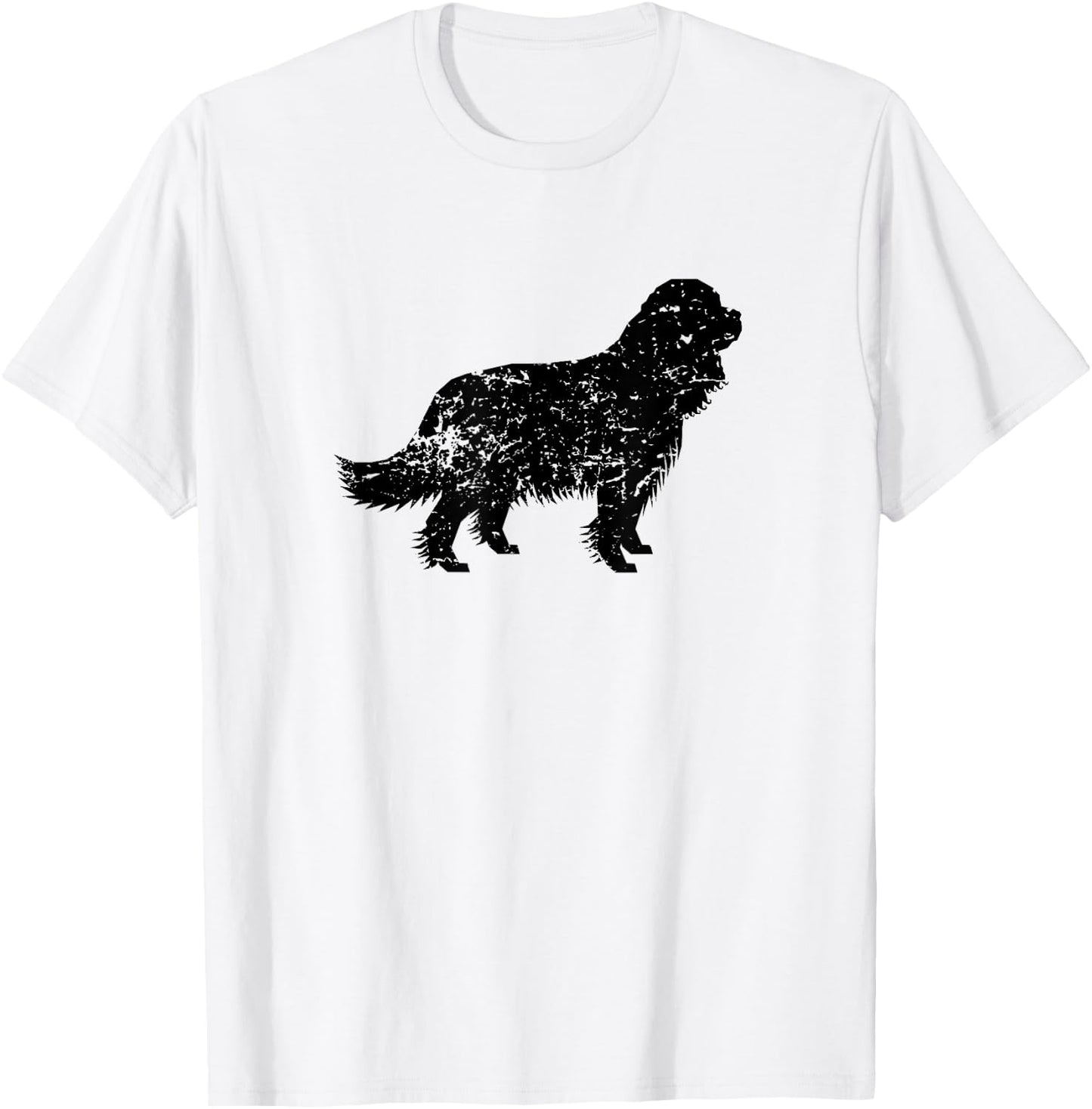 Distressed Cavalier King Charles Spaniel Silhouette Dog Men Women Girls Kids T-Shirt - T-Shirt | White