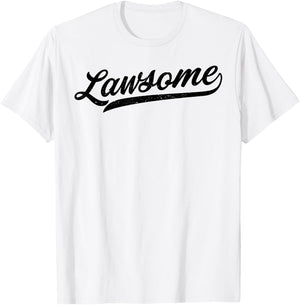 Lawsome Lawyer Retro Distressed Attorney Baseball Gift T-Shirt - T-Shirt | White