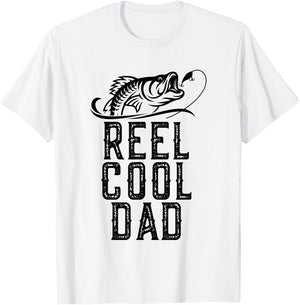 Reel Cool Dad Fishing Fisherman Funny Retro T-Shirt - T-Shirt | White