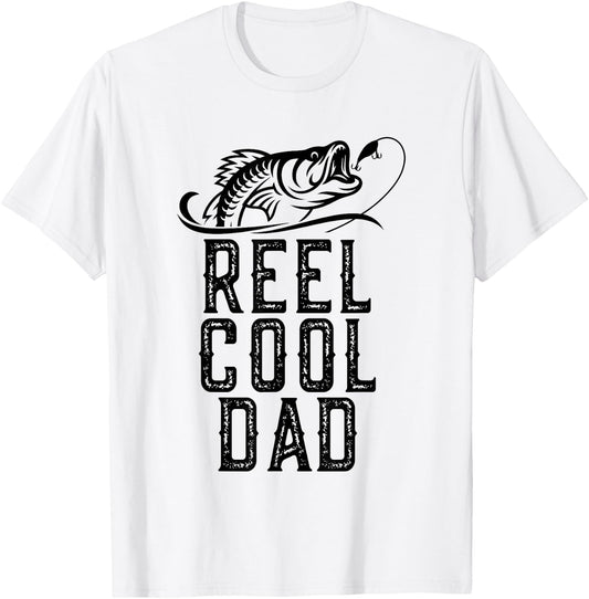 Reel Cool Dad Fishing Fisherman Funny Retro T-Shirt - T-Shirt | White