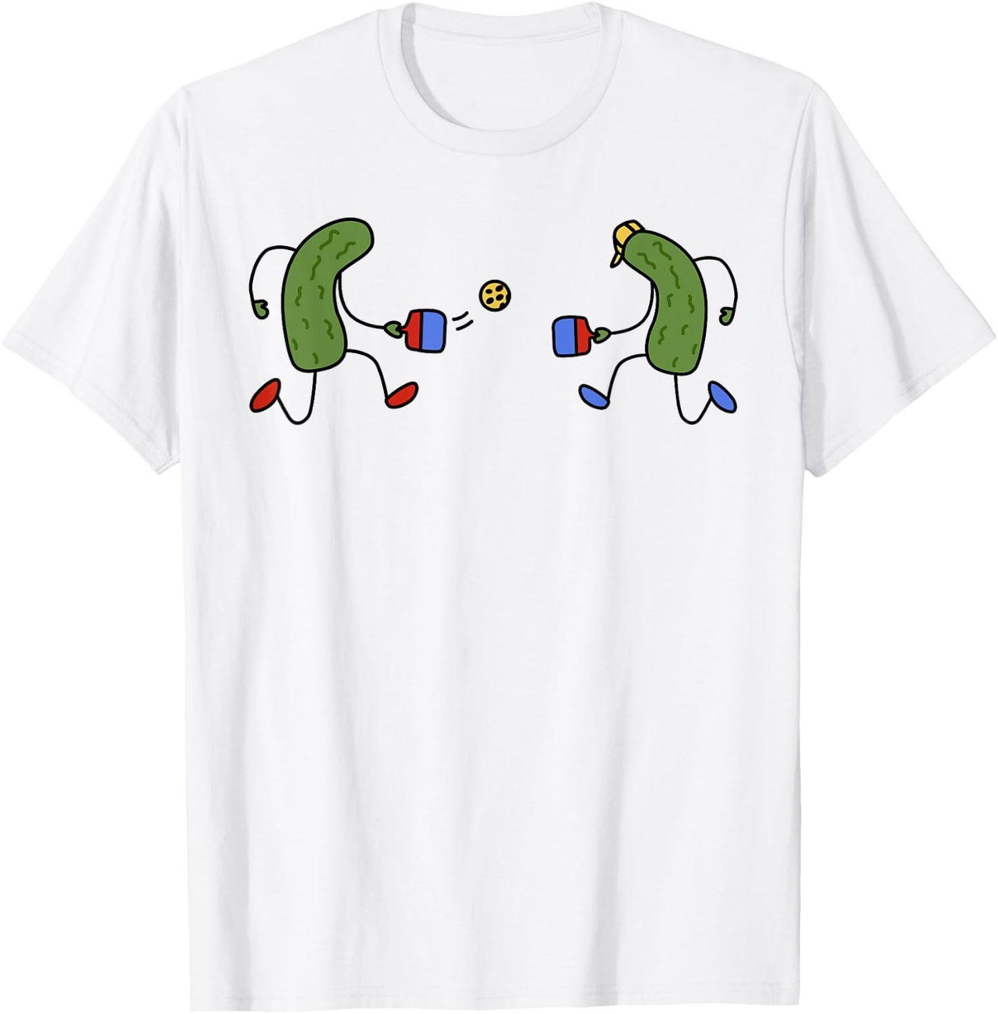 Pickles Playing Pickleball Funny Pickleball Player T-Shirt - T-Shirt | White