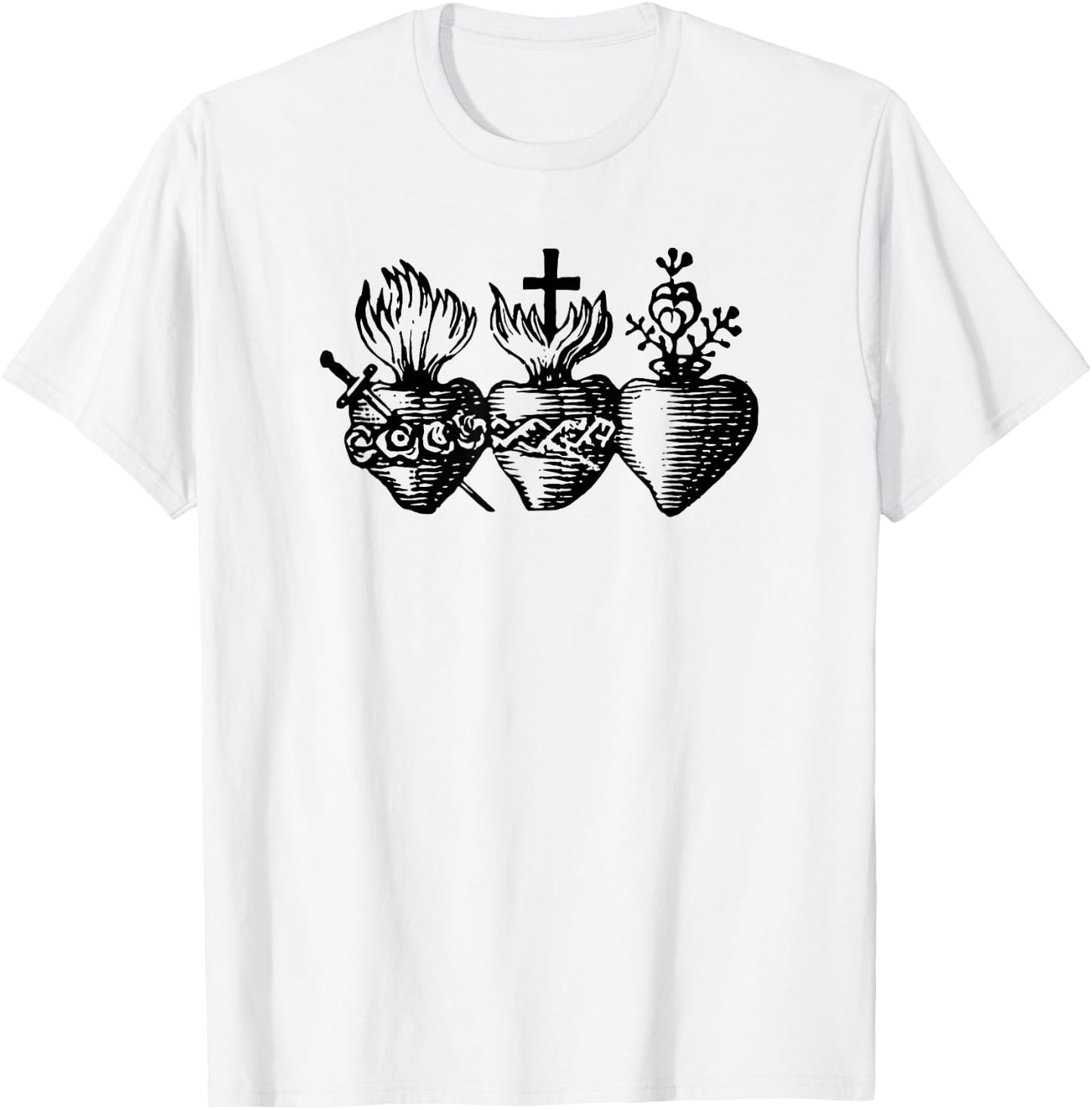 Sacred Heart - Religious Icon Art DTF403a T-Shirt - T-Shirt | White