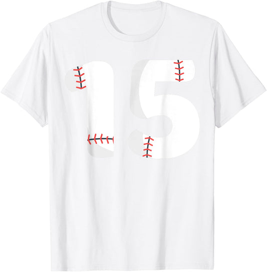 Number #15 BASEBALL Team Shirt - 15 Pitcher Batter T-Shirt - T-Shirt | White