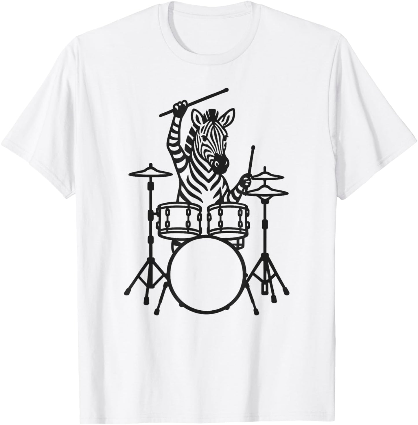 Funny Zebra Drummer Drumming Drums Music Lover Boys Girls T-Shirt - T-Shirt | White