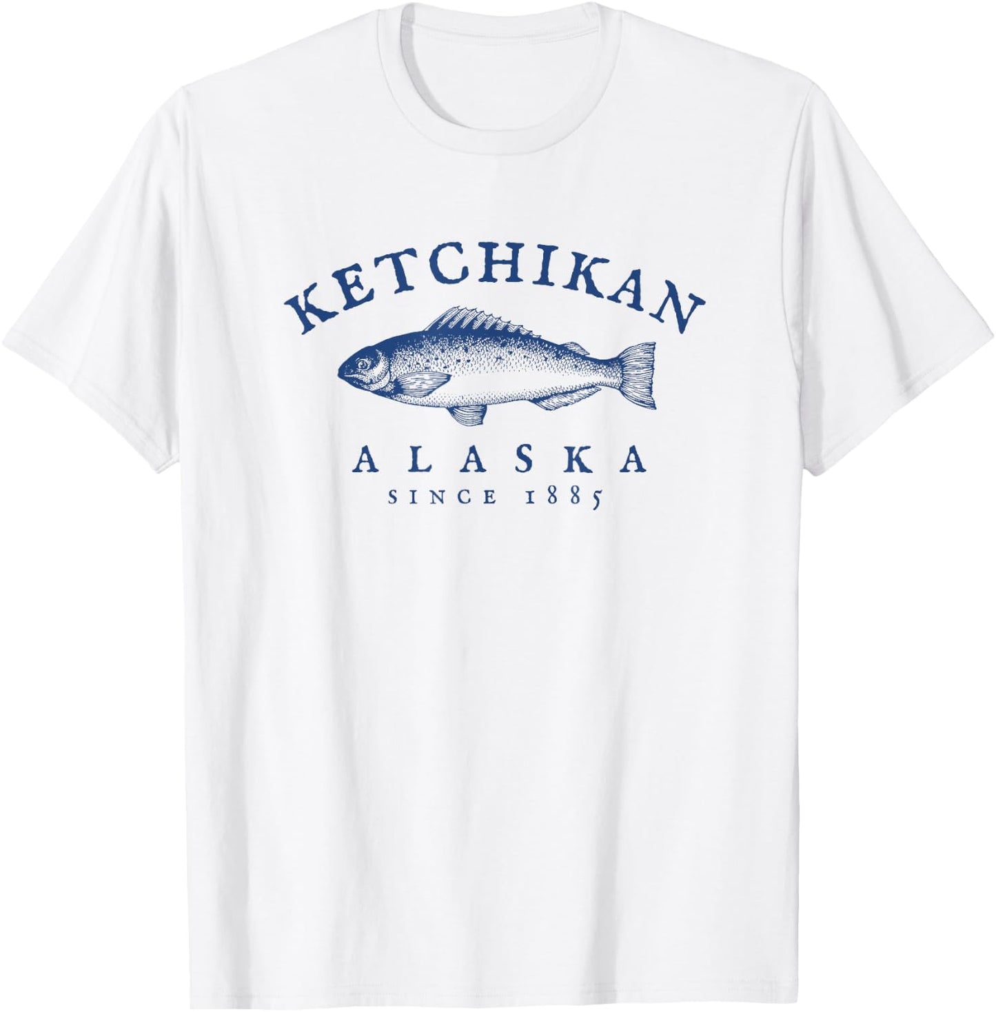 Retro Ketchikan Alaska Fishing T-Shirt - T-Shirt | White