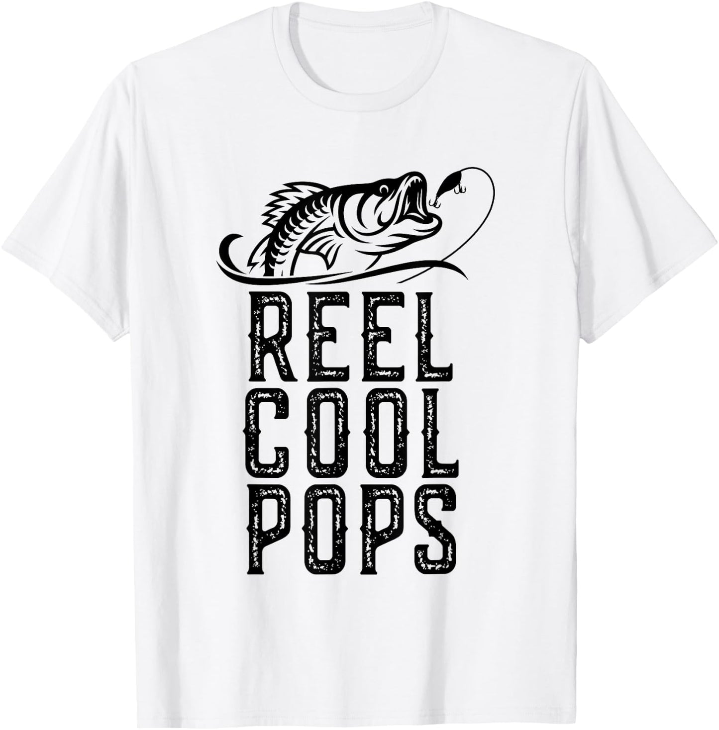 Reel Cool Pops Fishing Fisherman Funny Grandpa Retro T-Shirt - T-Shirt | White