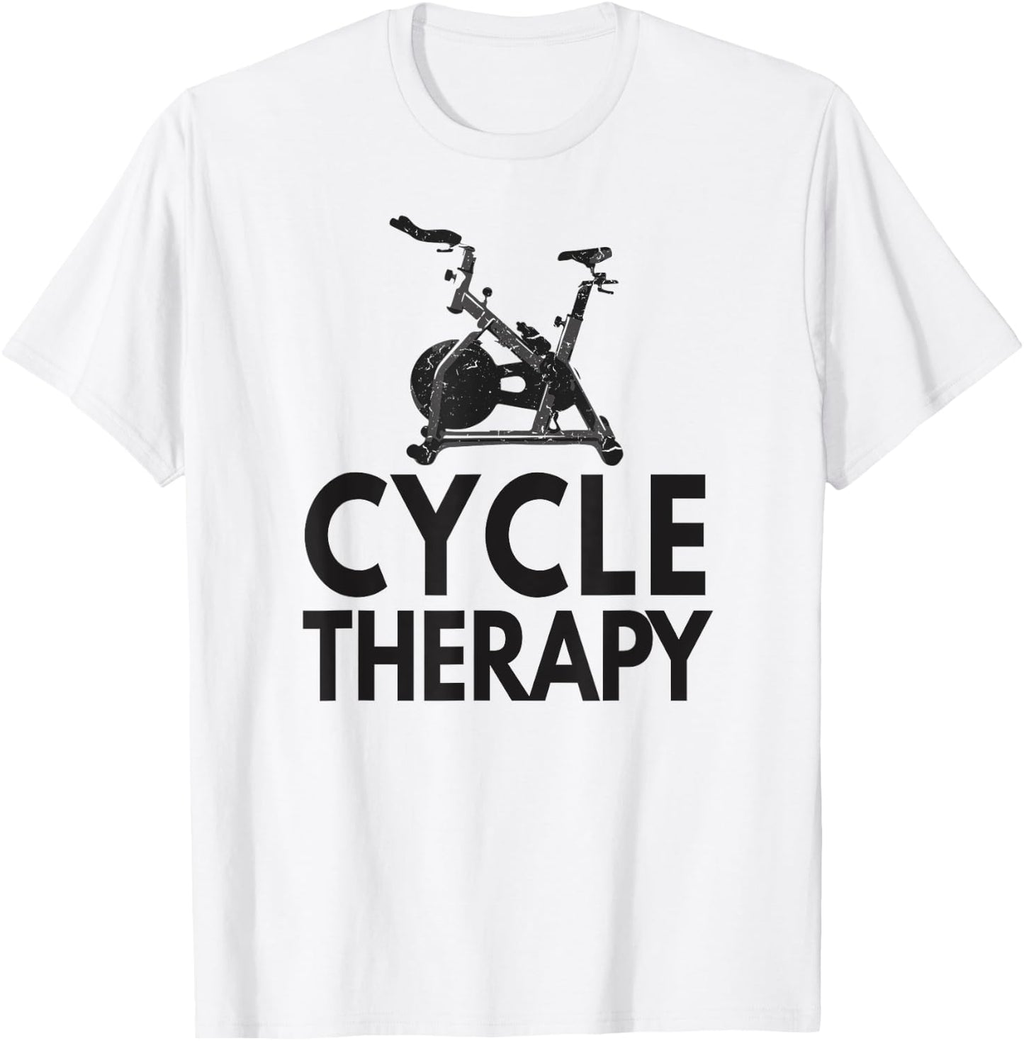 Funny Pun Indoor Spin Class Cycle-Therapy Cycling T-Shirt - T-Shirt | White