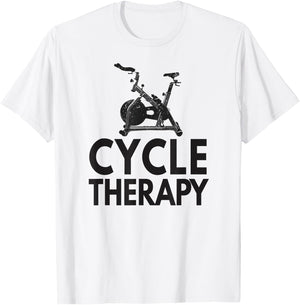 Funny Pun Indoor Spin Class Cycle-Therapy Cycling T-Shirt - T-Shirt | White