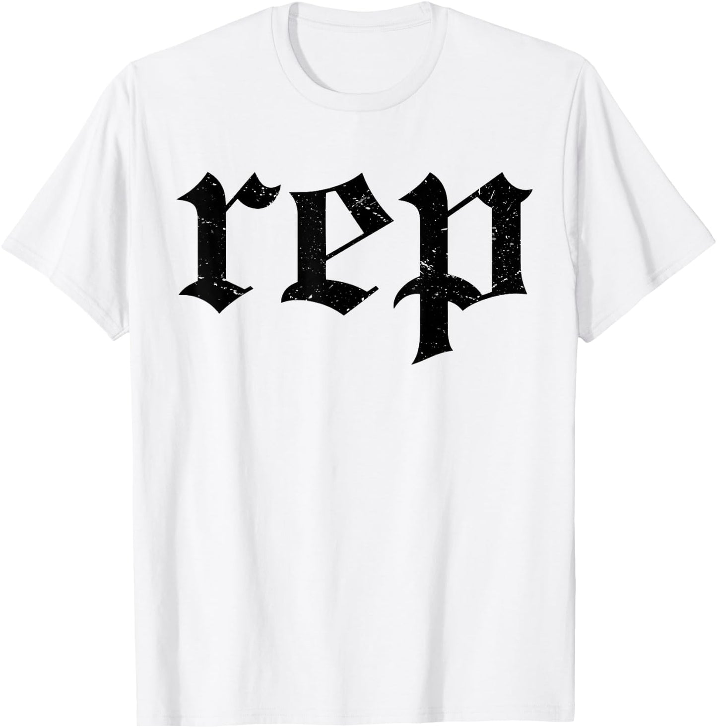 Vintage Distressed Effect Rep Expression T-Shirt - T-Shirt | White