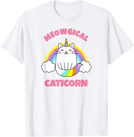 Caticorn Rainbow Meowgical Cat Unicorn Kittycorn T-Shirt - T-Shirt | White