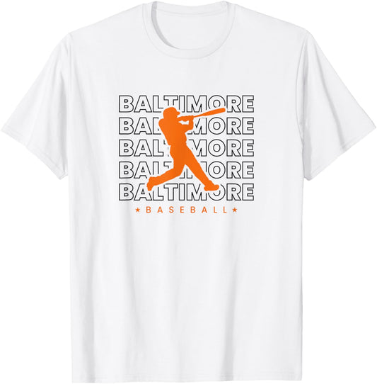 Baltimore Baseball Minimalist Classy Retro Baseball Lover T-Shirt - T-Shirt | White