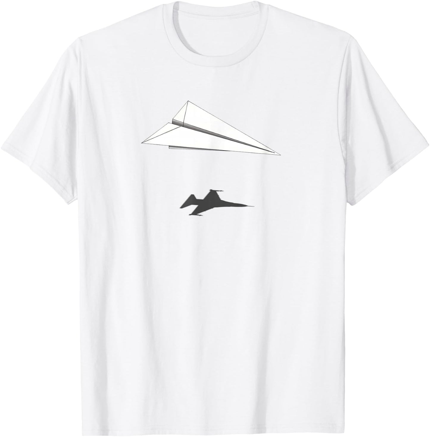 Paper Airplane Shadow F-16 Fighting Falcon T-Shirt - T-Shirt | White