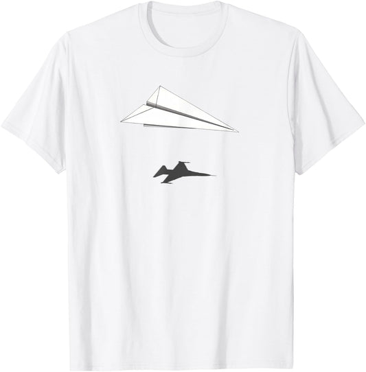 Paper Airplane Shadow F-16 Fighting Falcon T-Shirt - T-Shirt | White