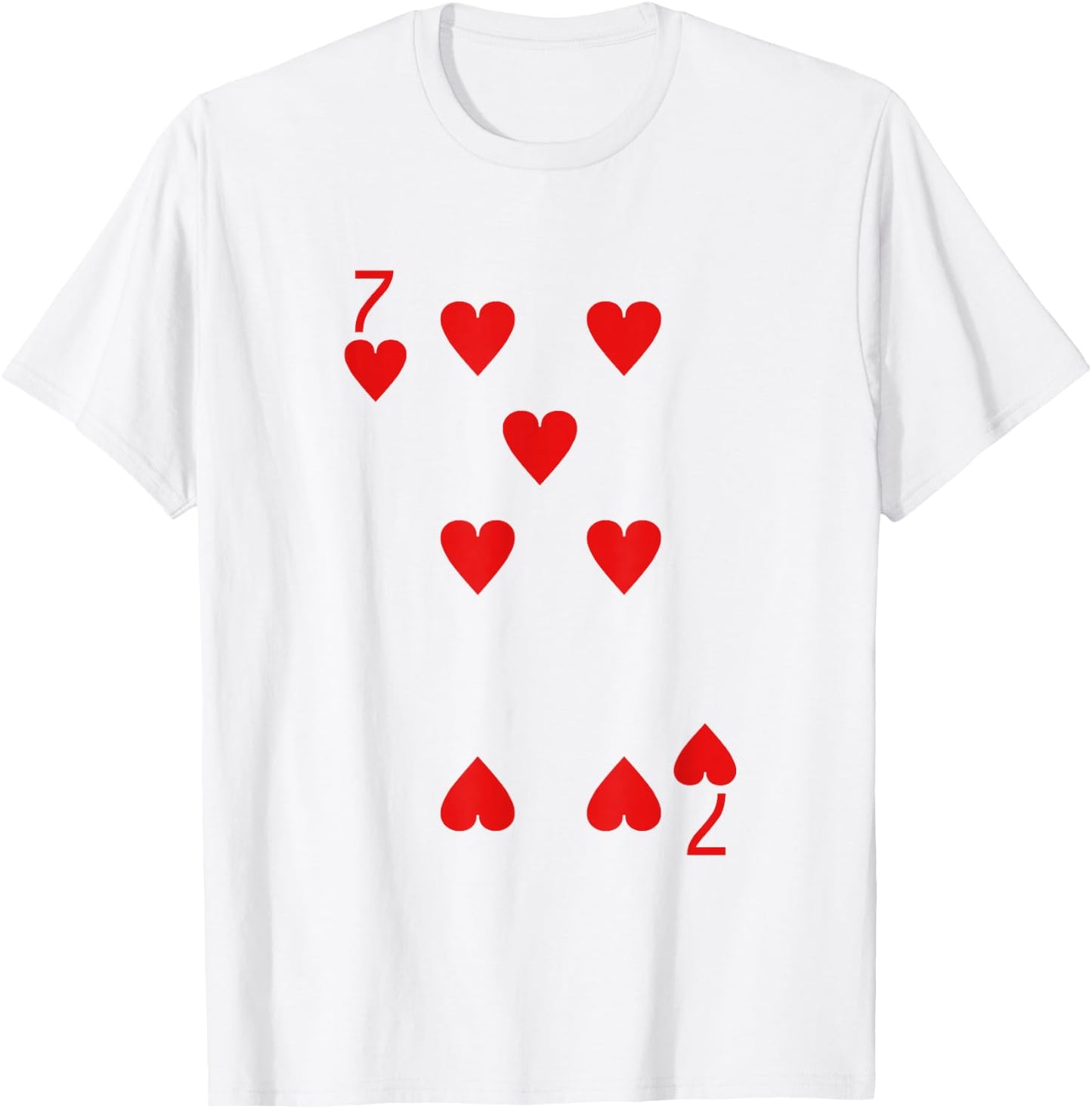 Seven Of Hearts Deck Of Cards Playing Cards Halloween Poker T-Shirt - T-Shirt | White