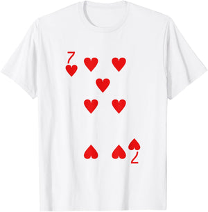 Seven Of Hearts Deck Of Cards Playing Cards Halloween Poker T-Shirt - T-Shirt | White
