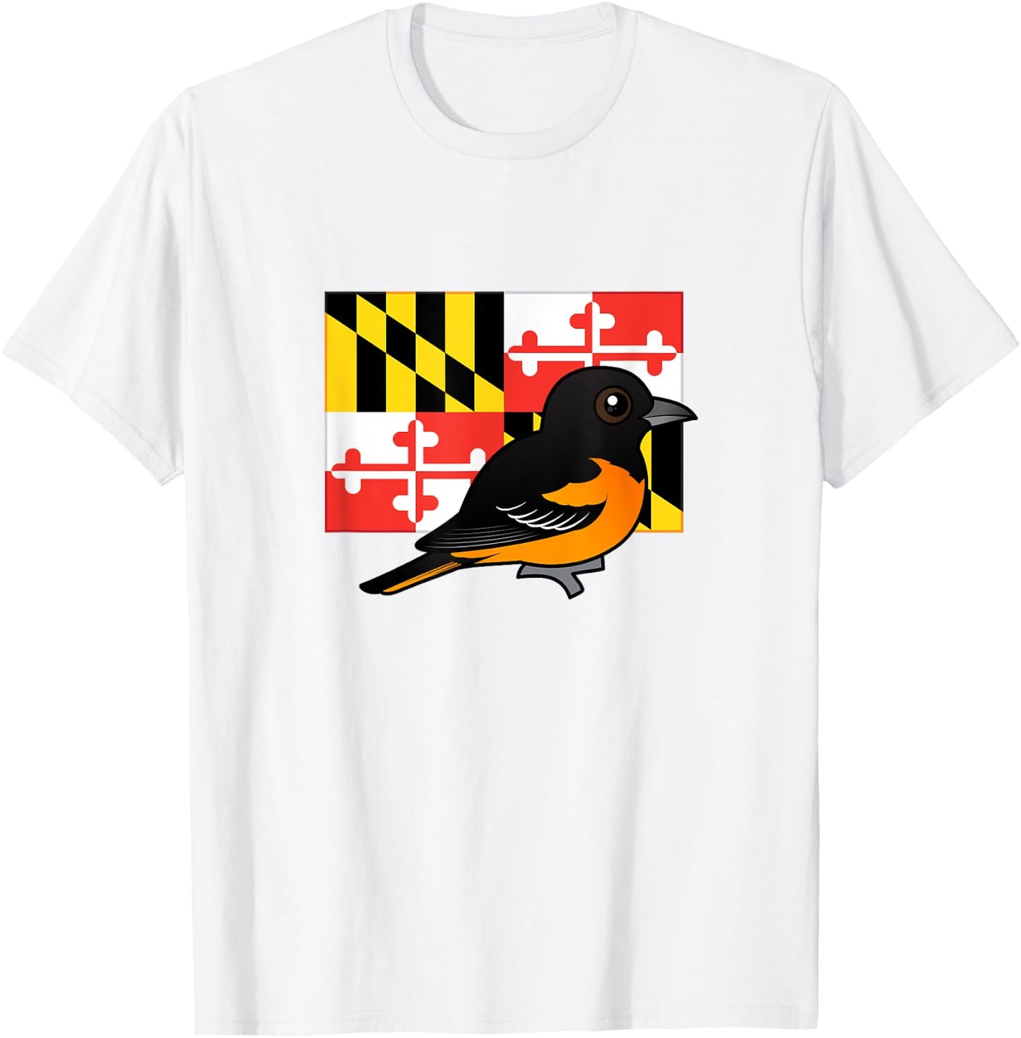 State Birdorable of Maryland: Cute Baltimore Oriole T-Shirt - T-Shirt | White