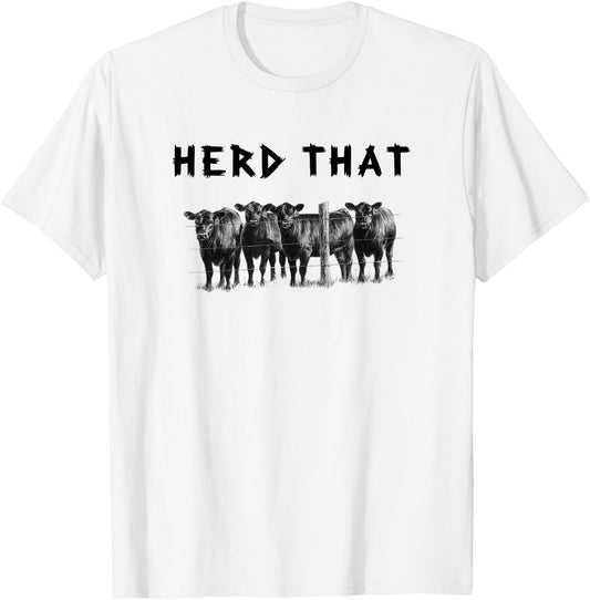 Funny Cow Herd That Cow Black Angus - Grey, X-Small, -Adults, Short Sleeve T-Shirt - T-Shirt | White
