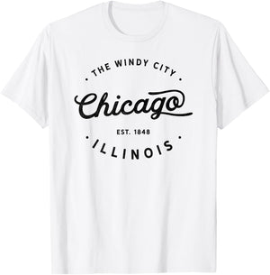 Classic Vintage Retro Chicago Illinois Windy City USA Gift T-Shirt - T-Shirt | White