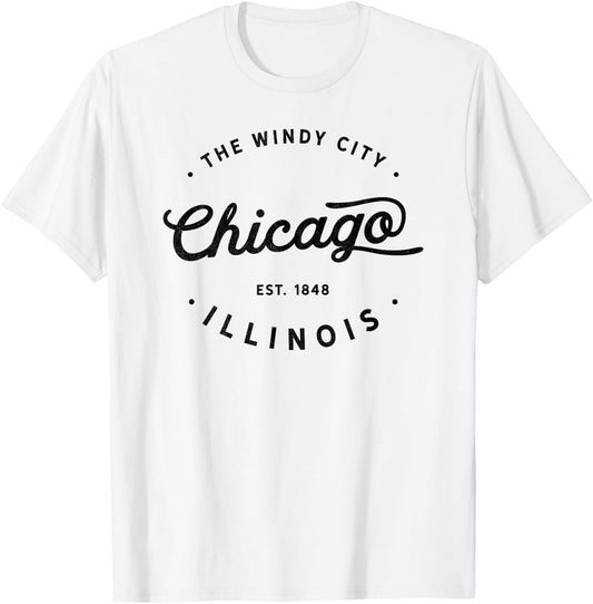 Classic Vintage Retro Chicago Illinois Windy City USA Gift T-Shirt - T-Shirt | White