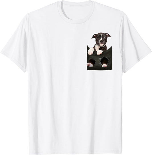 Pitbull In Pocket Puppy T Shirt T-Shirt - T-Shirt | White