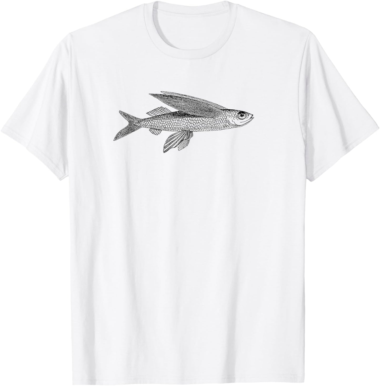 Flying fish simple graphic fisherman design T-Shirt - T-Shirt | White