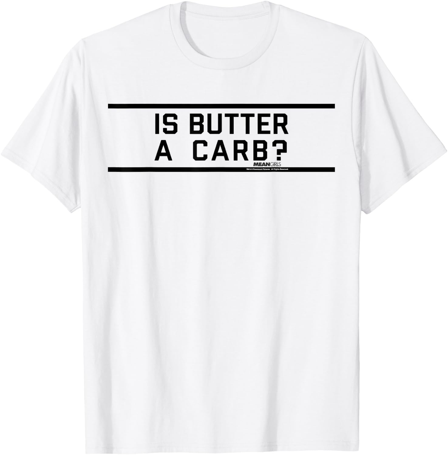 Mean Girls Is Butter A Carb Striped Graphic T-Shirt - T-Shirt | White