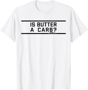 Mean Girls Is Butter A Carb Striped Graphic T-Shirt - T-Shirt | White