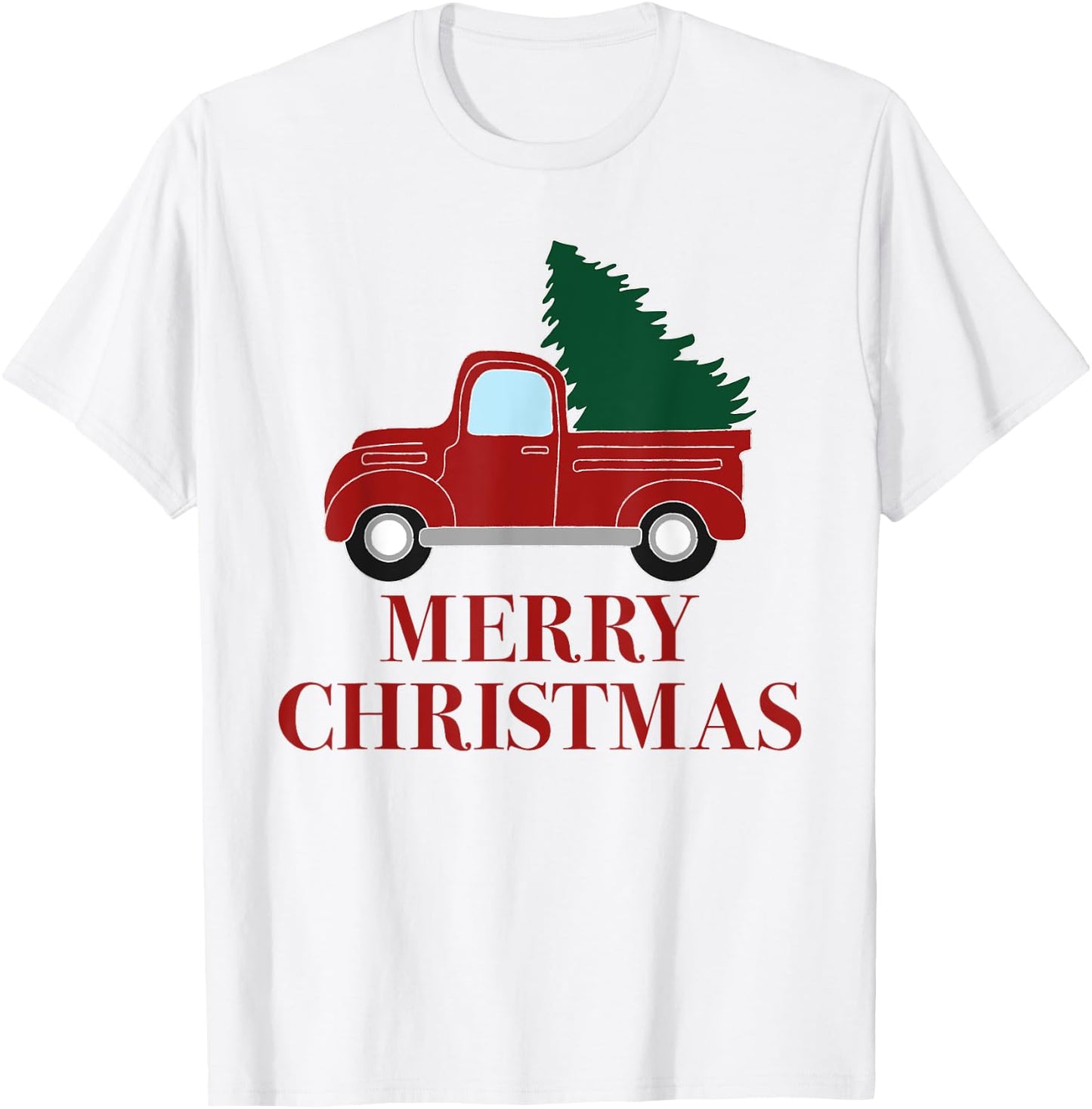 Vintage Red Truck with Christmas Tree T-Shirt - T-Shirt | White