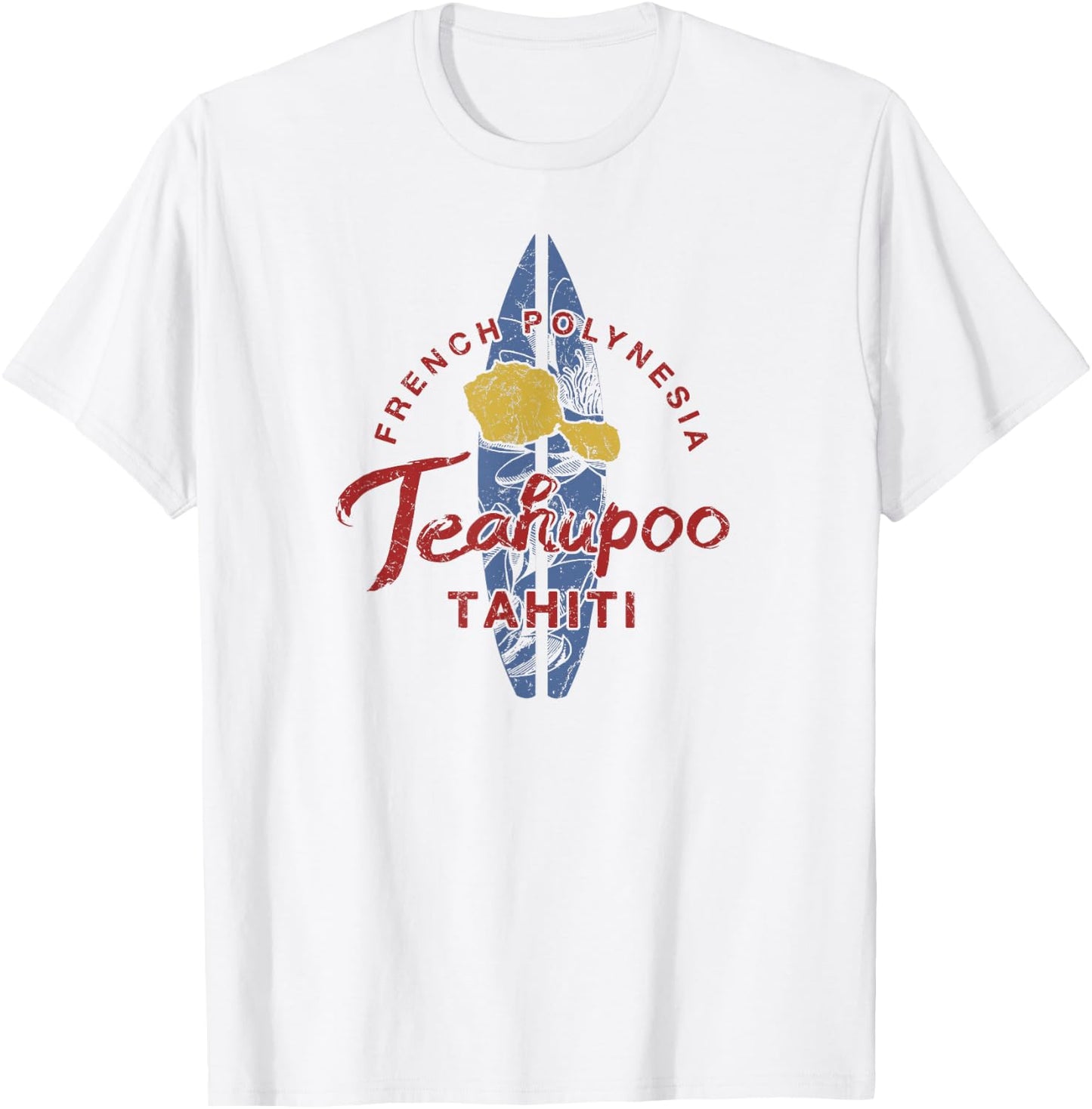 Tahiti Teahupoo Surfing French Polynesian Vintage T-Shirt - T-Shirt | White
