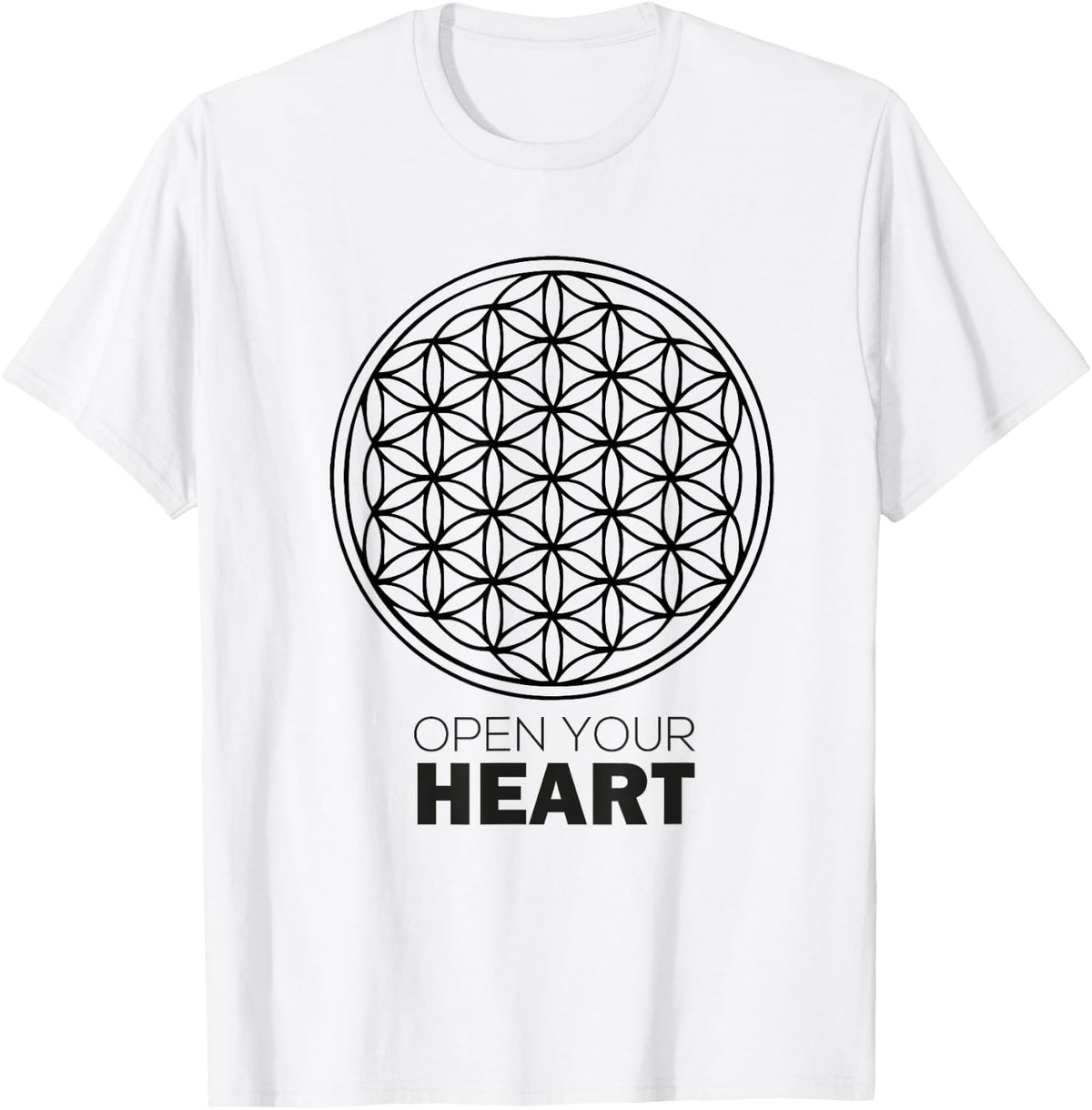 Flower Of Life - Open Your Heart. Sacred Geometry T-Shirt - T-Shirt | White